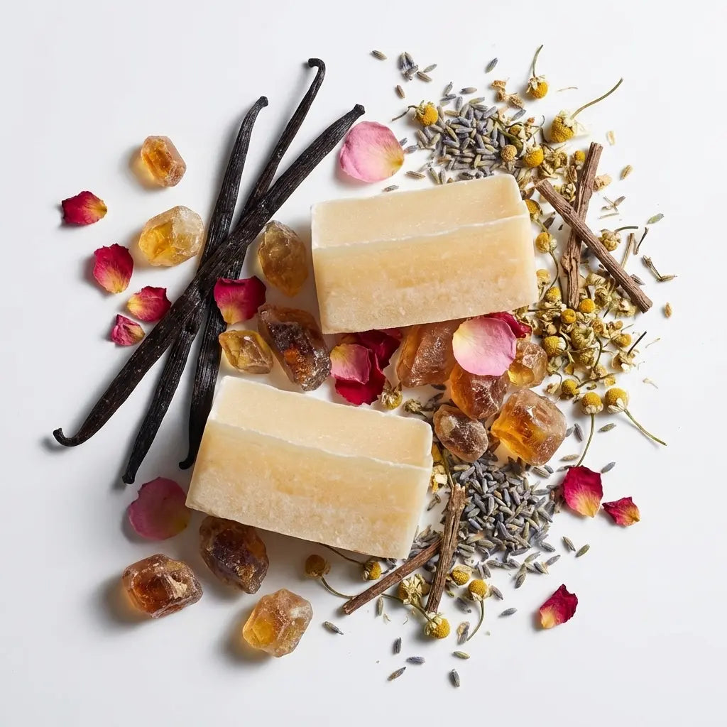 Carrés d'ambre vanille ByBazz avec ingrédients naturels et cristaux d'ambre