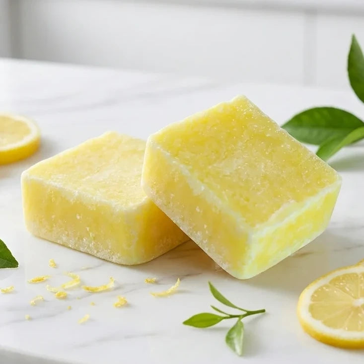 Carrés de citron fondants HomeBreeze 2x25g avec citron frais et feuillage vert
