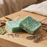 Carrés de patchouli fondants HomeBreeze 2x25g, blocs de cire verte avec texture speckled