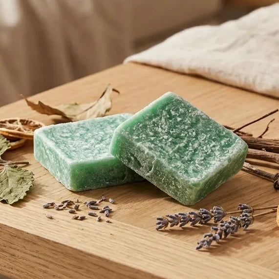 Carrés de patchouli fondants HomeBreeze 2x25g, blocs de cire verte avec texture speckled