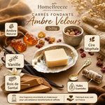 Carrés Fondants Ambre Velours HomeBreeze avec ingrédients naturels ambre vanille bois de santal