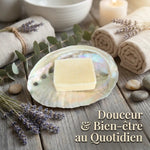 Carrés Fondants Ambre Velours HomeBreeze 2x25g sur coquille nacre, ambiance spa wellness