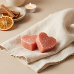 Carrés fondants Ambre Cannelle ByBazz en forme de cœur, texture cristalline rose corail