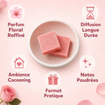 Carrés Fondants Rose HomeBreeze 2x25g avec bénéfices : parfum floral, diffusion longue durée, ambiance cocooning