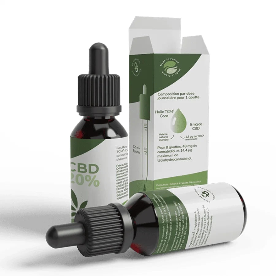 Un flacon de 10 ml d'Isolat de CBD Sublingual 20% + huile MCT Coco Inolab