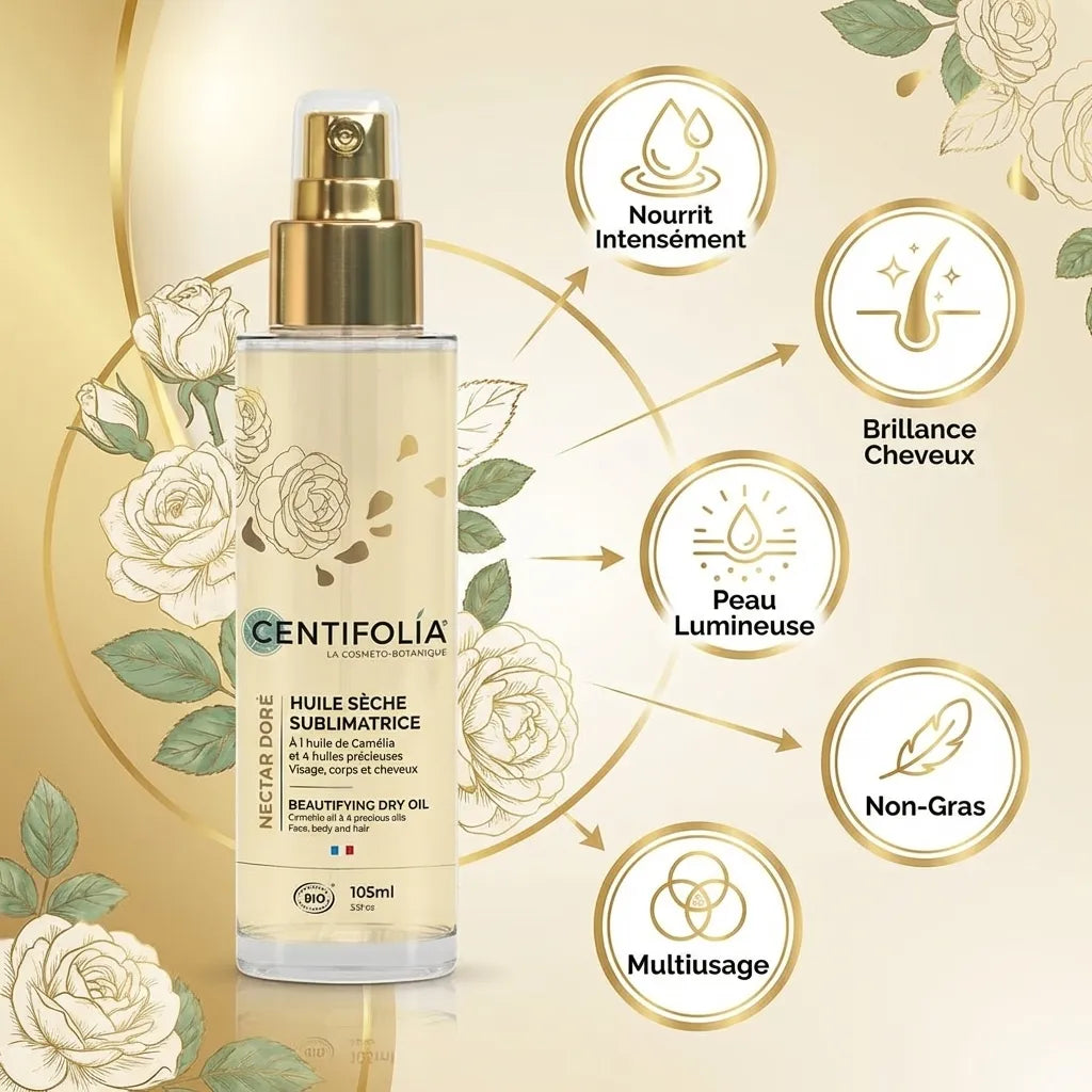 Centifolia Huile Sèche 100ml - Soins visage corps cheveux nourissants et brillance