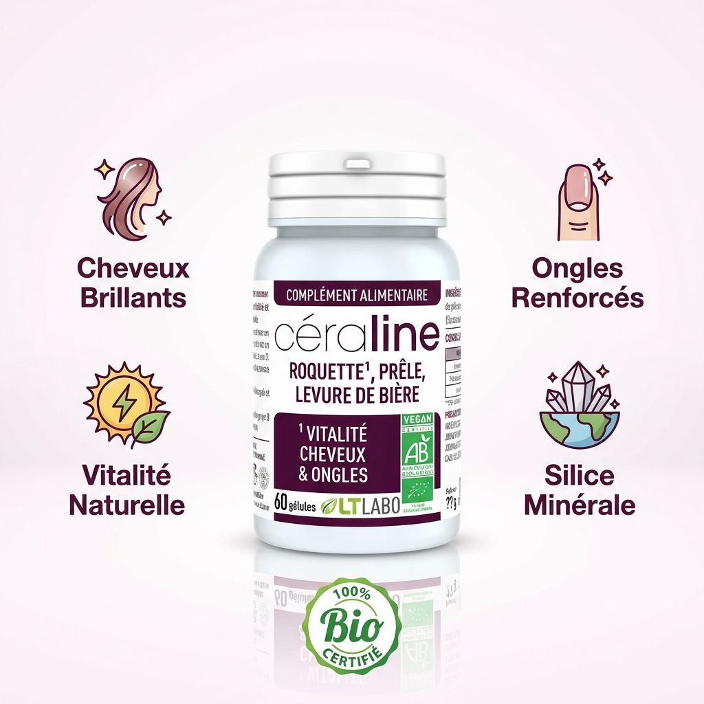 Céraline Bio 60 gélules LT Labo avec bénéfices cheveux, ongles et vitalité naturelle