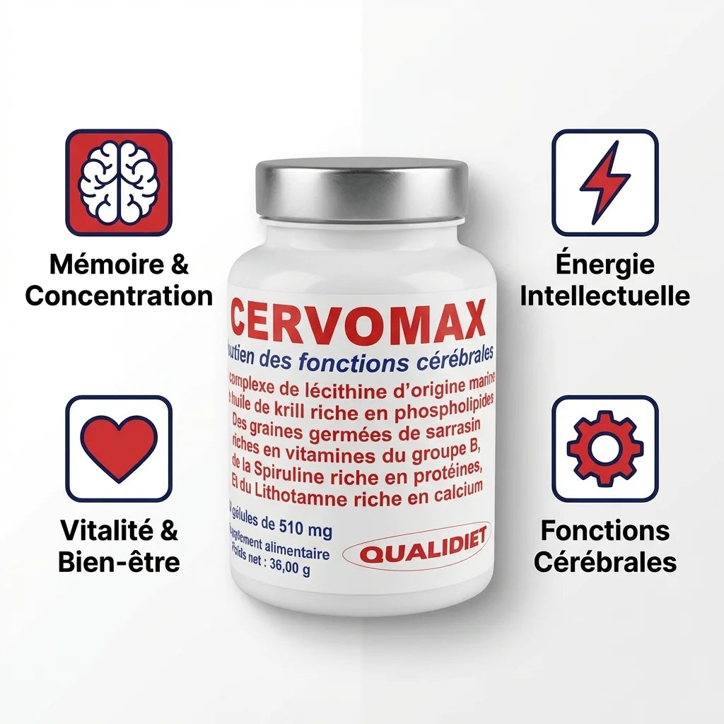 Cervomax 510mg complément mémoire concentration énergie cérébrale Vitalosmose