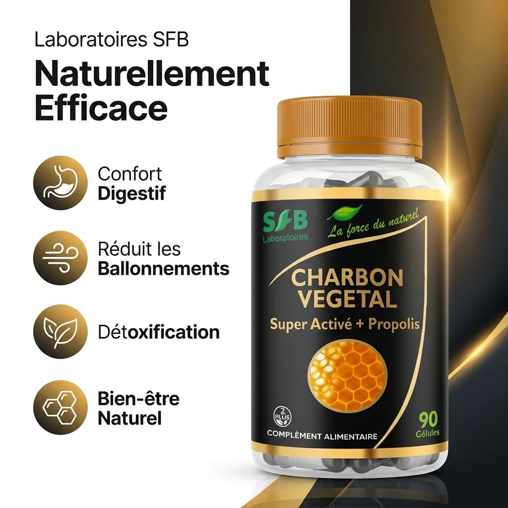Charbon Activé Propolis Verte 90 gélules SFB - Confort digestif et détoxification naturelle