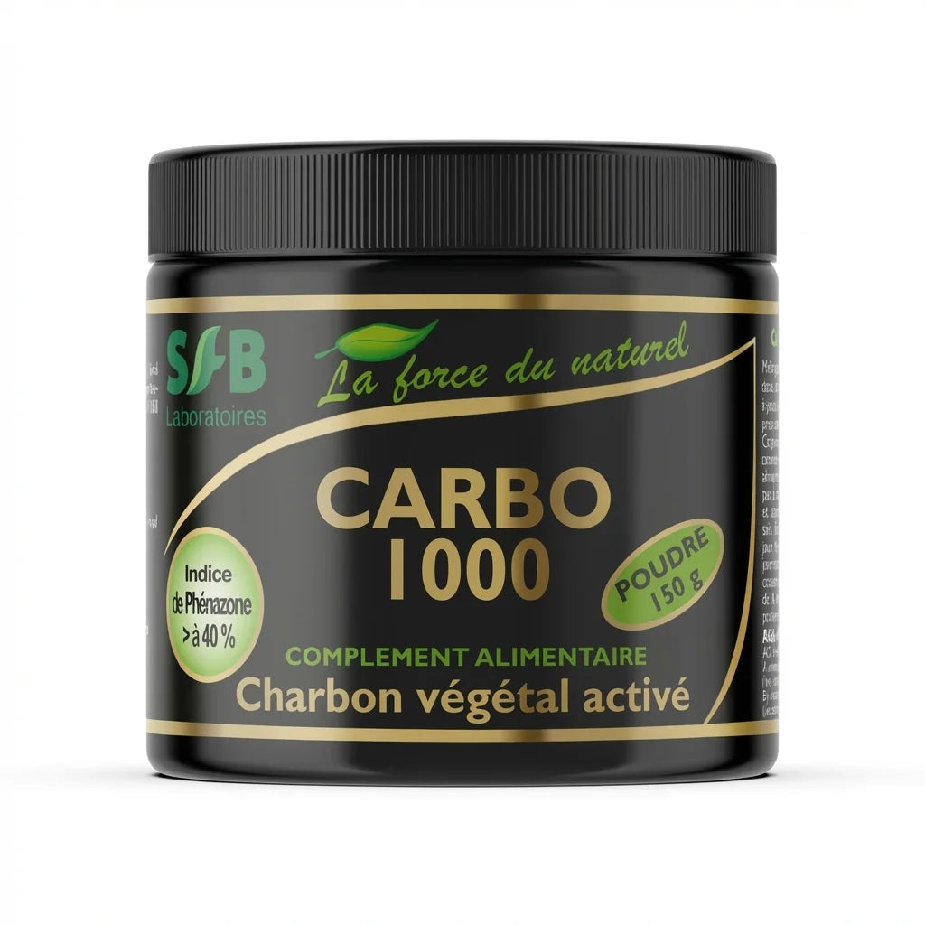 Charbon végétal activé CARBO 1000 150g SFB Laboratoires en pot noir et or
