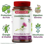 Chardon Marie Bio 90 gélules Superdiet avec bénéfices foie, digestion, énergie et détoxification