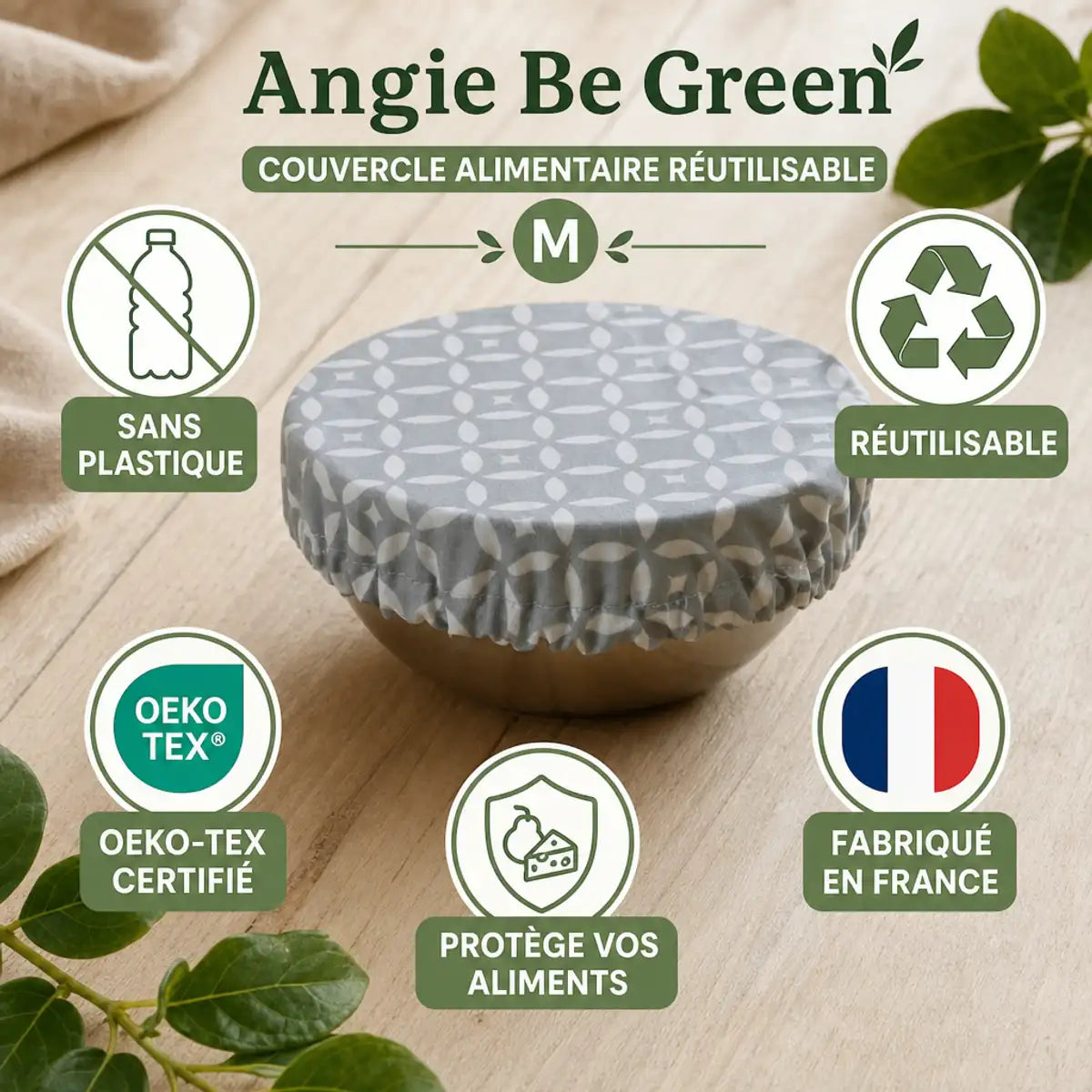 Charlotte alimentaire Angie Be Green taille M grise réutilisable sans plastique certifiée Oeko-Tex