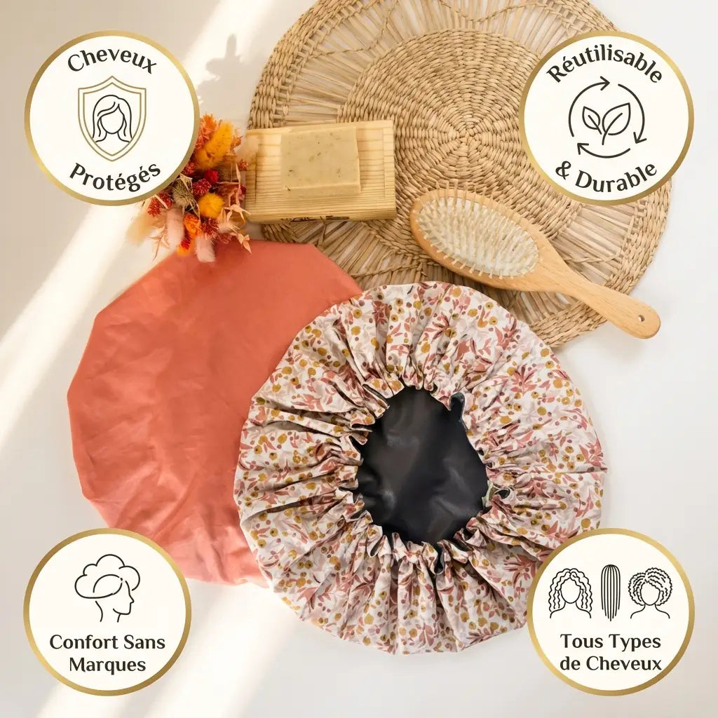 Charlotte de Douche réutilisable Angie Be Green avec motifs floraux et accessoires écologiques