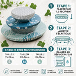 Charlottes alimentaires rondes Angie Be Green en coton enduit, tailles S M L avec guide d'utilisation