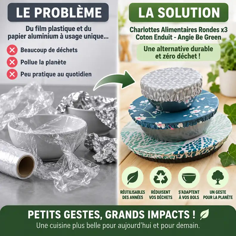 Charlottes alimentaires réutilisables Angie Be Green : solution écologique contre les emballages jetables
