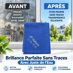 Chiffon JP Nature avant/après: vitre sale vs propre, brillance sans traces avec microfibre