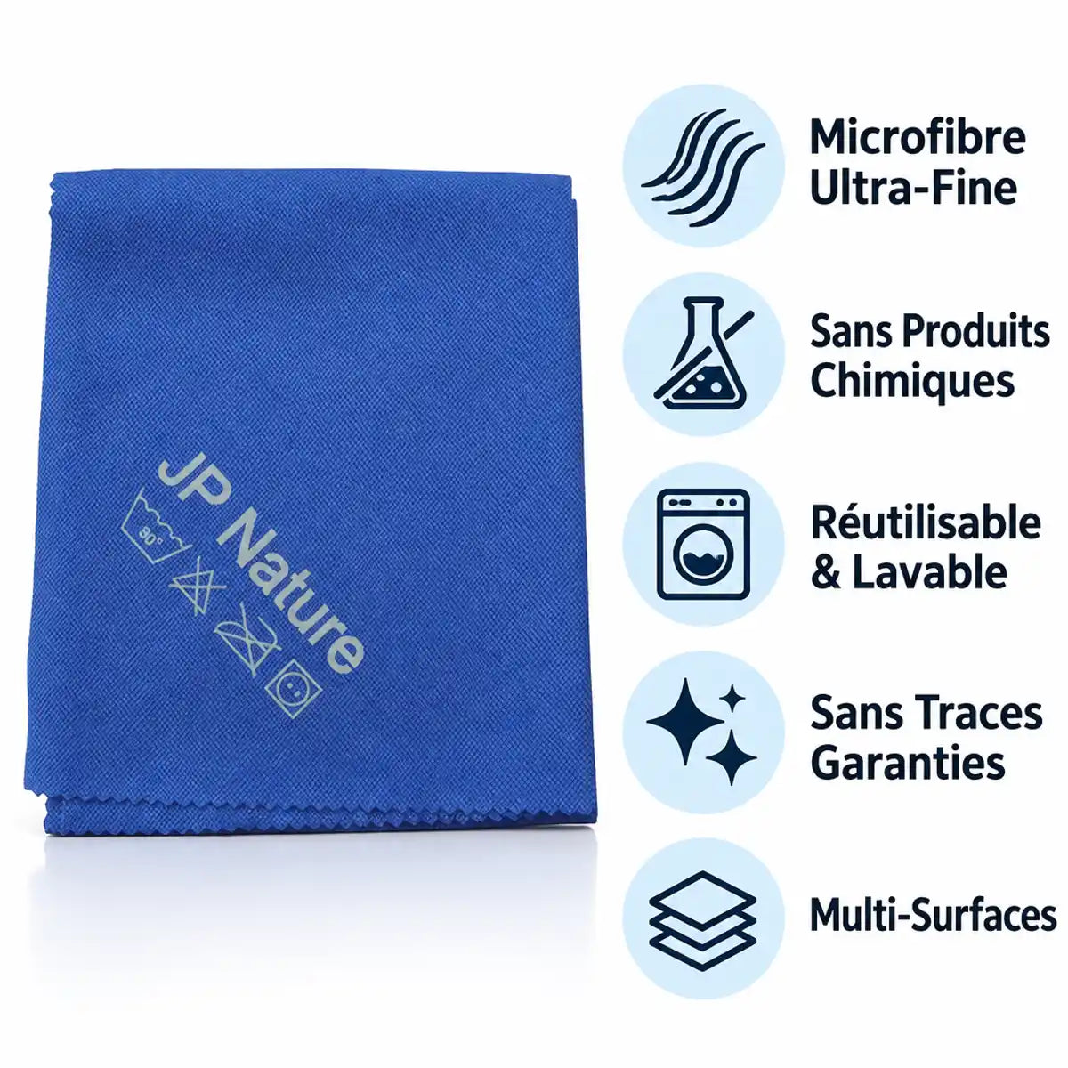 Chiffon magique JP Nature pour vitres - microfibre réutilisable sans produits chimiques