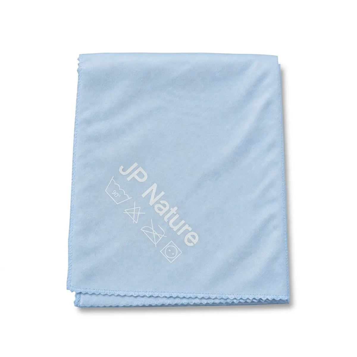 Chiffon microfibre bleu pour vitres JP Nature 40x50cm plié fond blanc