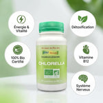 Chlorella bio Aosa 90 comprimés avec bénéfices détoxification, énergie et vitamine B12 certifié