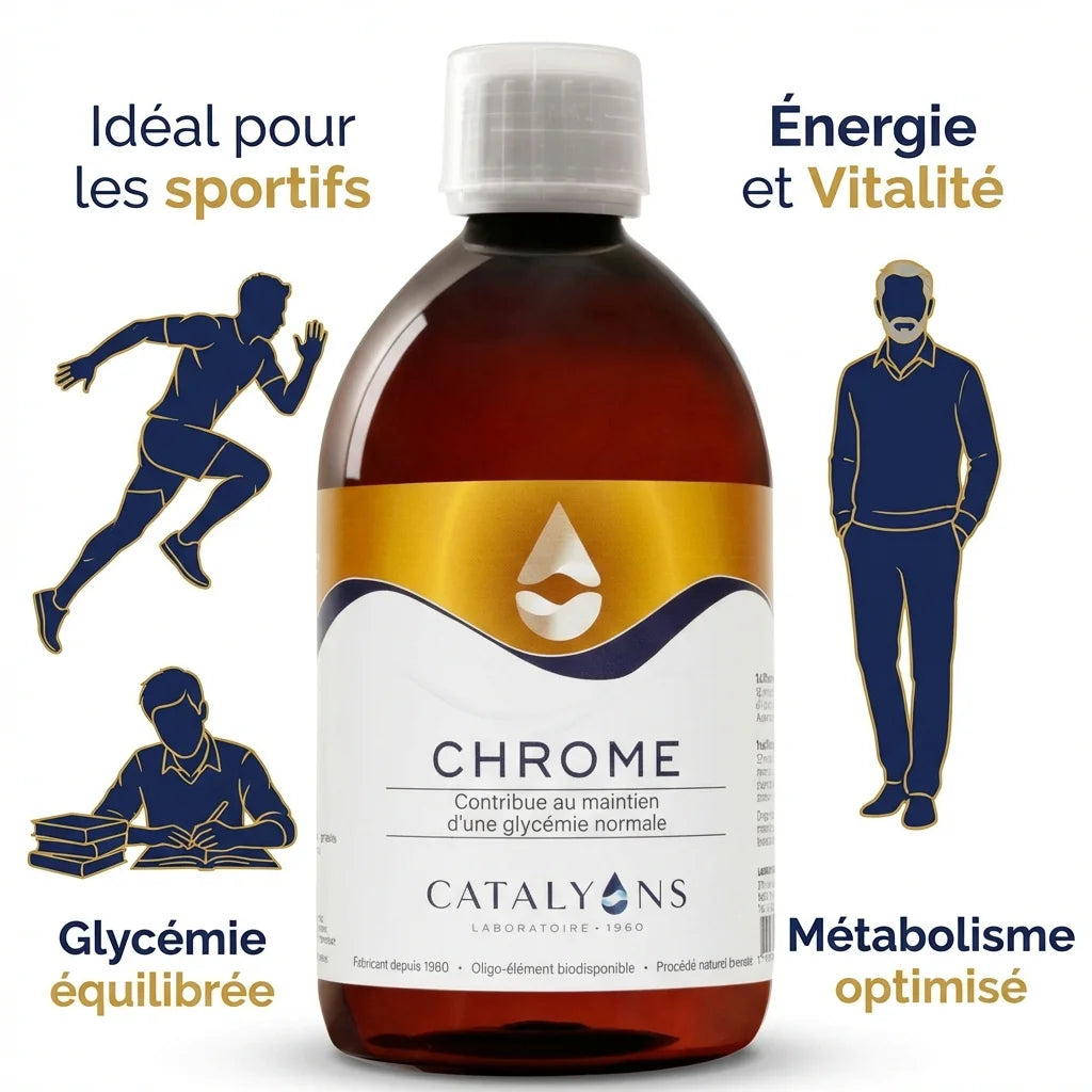 Chrome Catalyons flacon 500ml avec bénéfices santé pour sportifs et énergie vitale