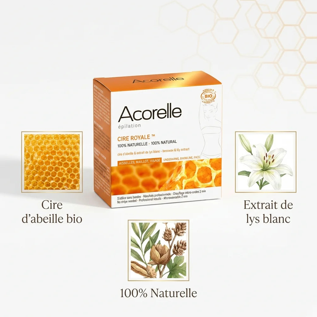 Cire Royale Bio 100g Acorelle avec ingrédients naturels - cire d'abeille et extrait de lys blanc