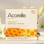 Cire Royale Bio Acorelle 100g avec accessoires beauté bio et fleurs blanches