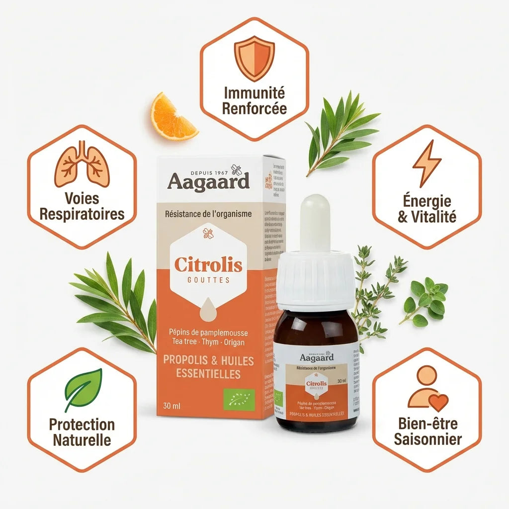 Citrolis Bio 30ml Aagaard avec bénéfices : immunité, respiratoire, énergie, protection naturelle
