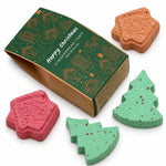 Coffret de bombes de bain de Noël Ancien Wisdom : 4 pièces en forme de sapins et maisons en pain d'épices