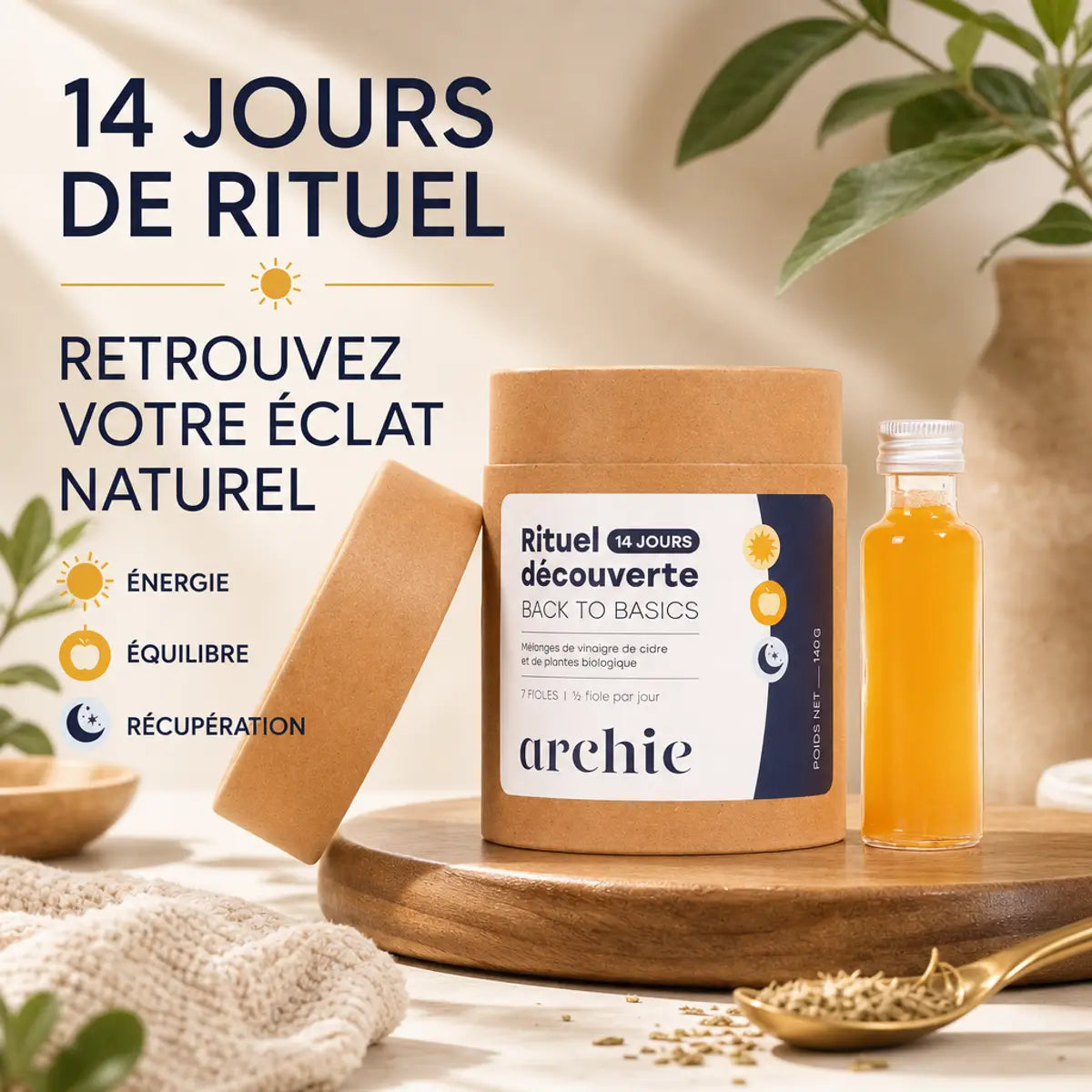 Coffret Découverte Routine Bio Archie 14 jours - Soin beauté naturel avec packaging élégant