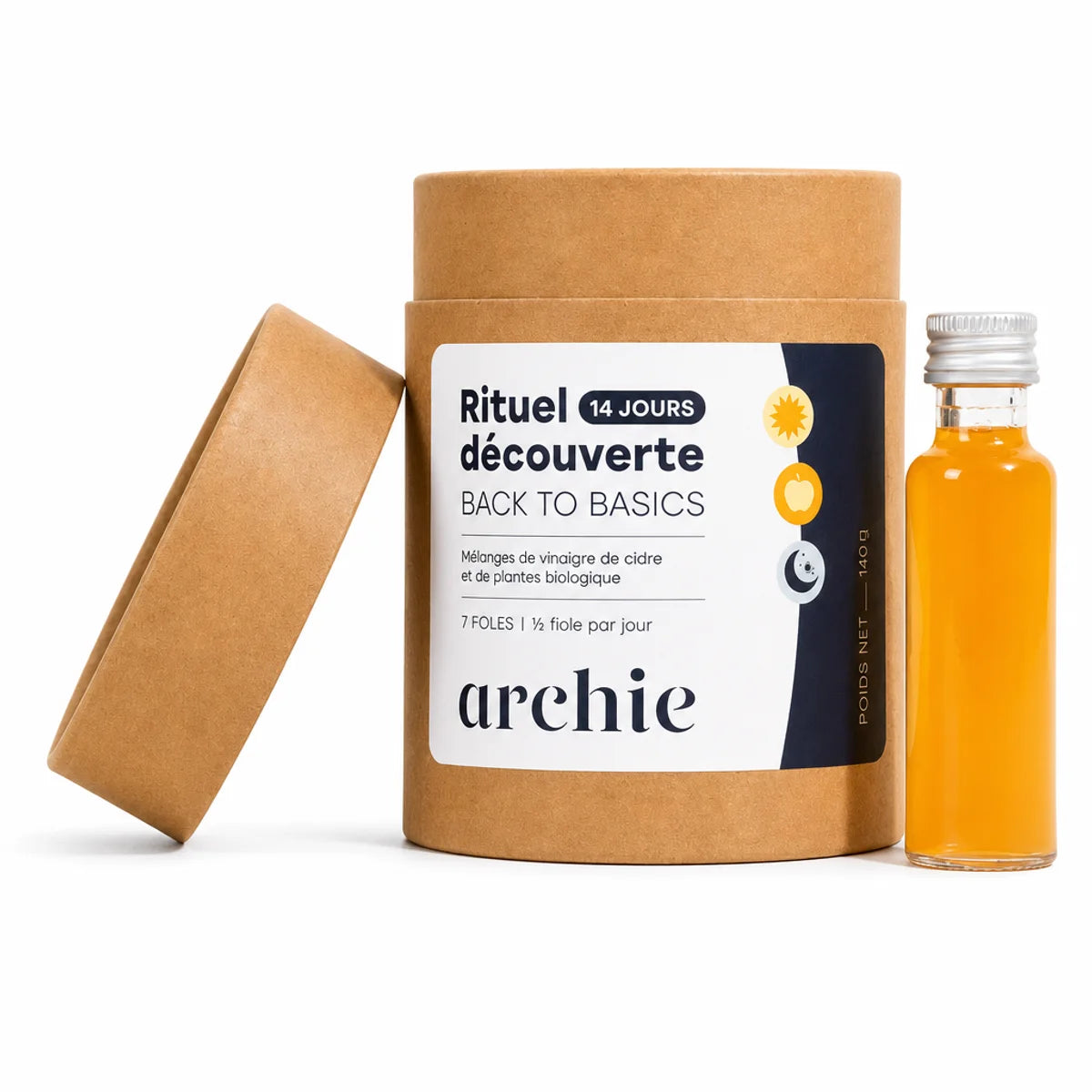 Coffret Découverte Routine Bio Archie 14 jours 140ml avec flacon verre ambré et emballage kraft