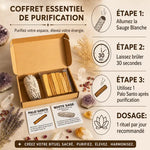 Coffret purification Sauge blanche Palo Santo guide utilisation rituel étapes dosage