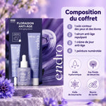 Coffret Floraison Endro anti-âge bio : sérum, crème de jour, soin contour des yeux et peinture numérotée, avec acide hyaluronique et bleuet