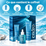 Coffret Vague d'Hydratation bio Endro : gelée nettoyante, sérum hydratant 48 h et crème visage, avec peinture numérotée