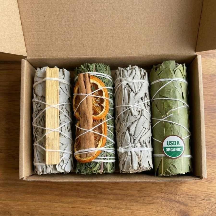 Un coffret découverte de 4 sauges différentes, vue de dessus