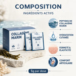 Sachet collagène marin Humble+ 5g - Composition peptides, hydratation cutanée, fermeté et confort articulaire
