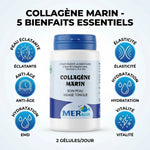 Meralia Collagène Marin 90 gélules avec 5 bienfaits : peau éclatante, élasticité, anti-âge, hydratation