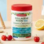 Pot de collagène marin Superdiet 210g entouré de baies d'acérola et citron frais