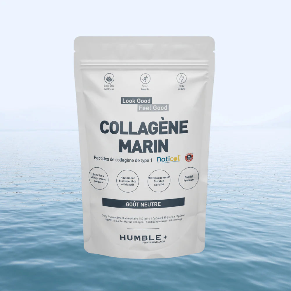 Un sachet de collagène marin goût neutre en 300g de la marque Humble +