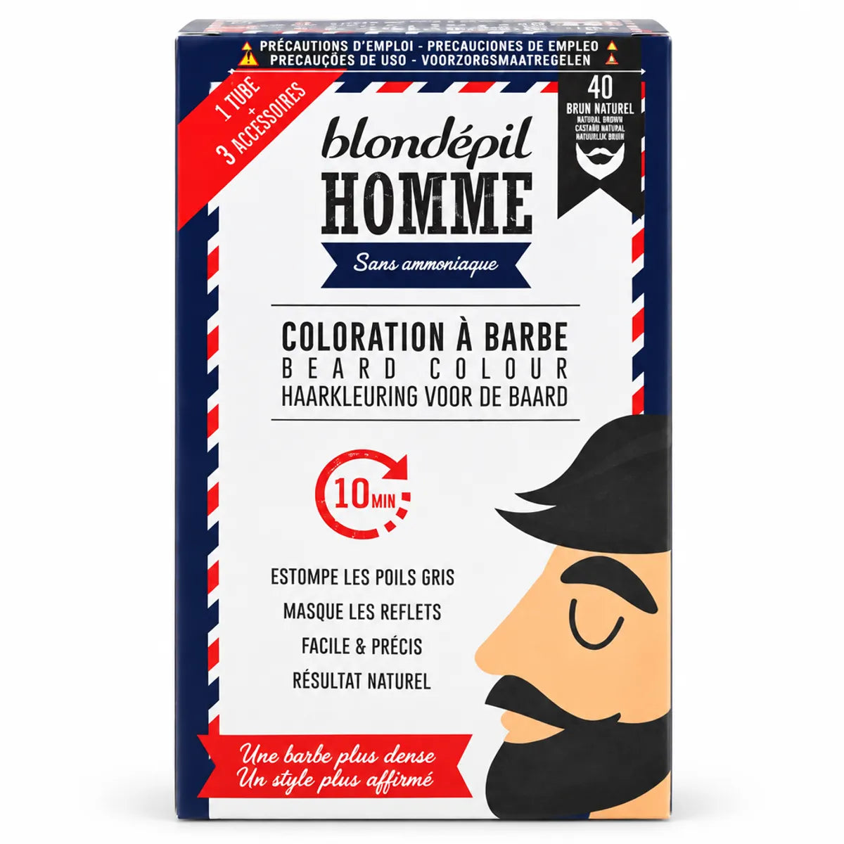Coloration barbe Blondépil N°40 Brun Naturel - Boîte produit