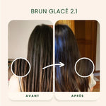 Photo avant après application de la Coloration Cheveux Végétale Brun glacé Emblica