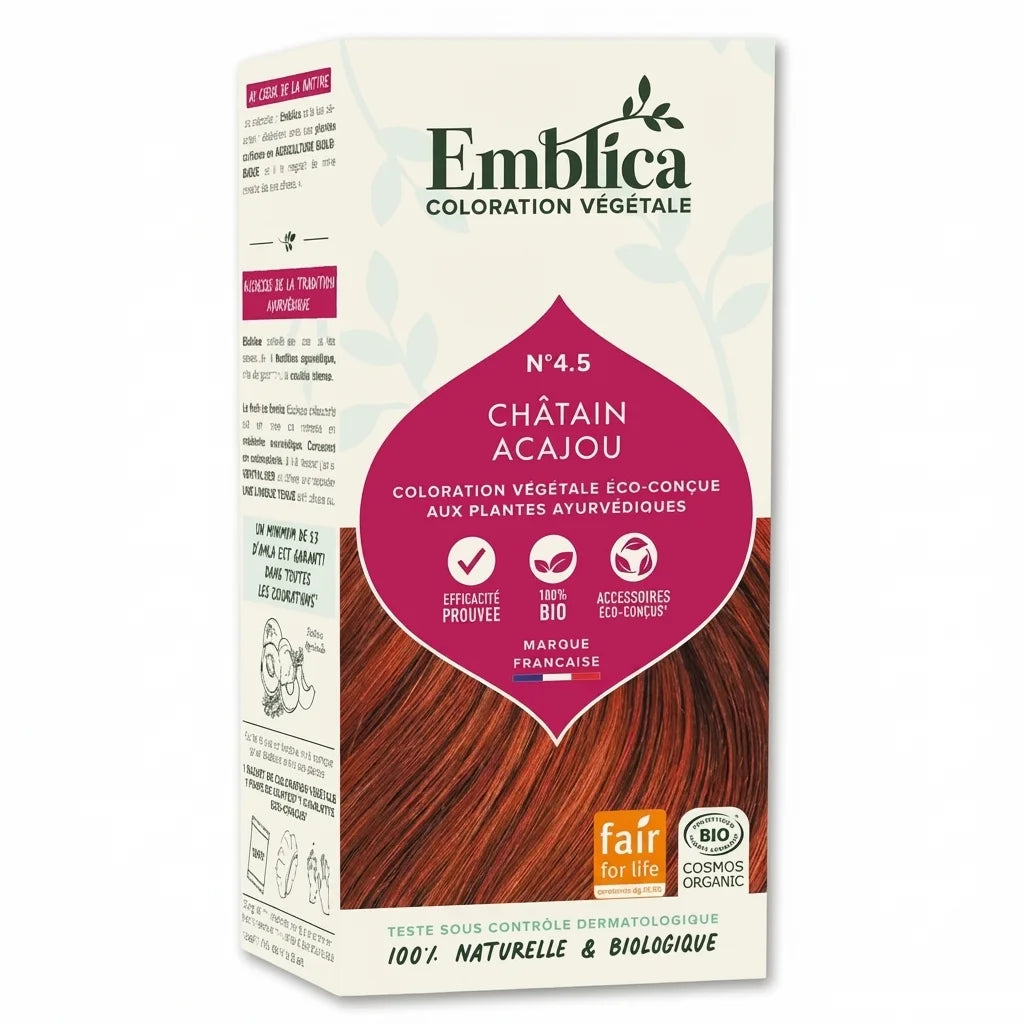 Coloration végétale châtain acajou Emblica N°4.5 avec reflets cuivrés