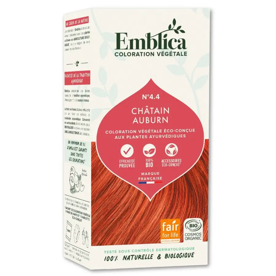Le packaging de la Coloration Cheveux Végétale Châtain auburn Emblica