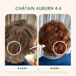 Une autre Photo avant après application de la Coloration Cheveux Végétale Châtain foncé auburn Emblica