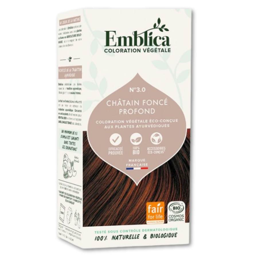 Le packaging de la Coloration Cheveux Végétale Châtain foncé profond Emblica