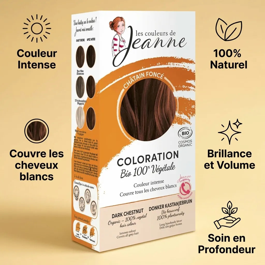 Coloration végétale châtain foncé Les Couleurs de Jeanne avec avantages naturels et brillance
