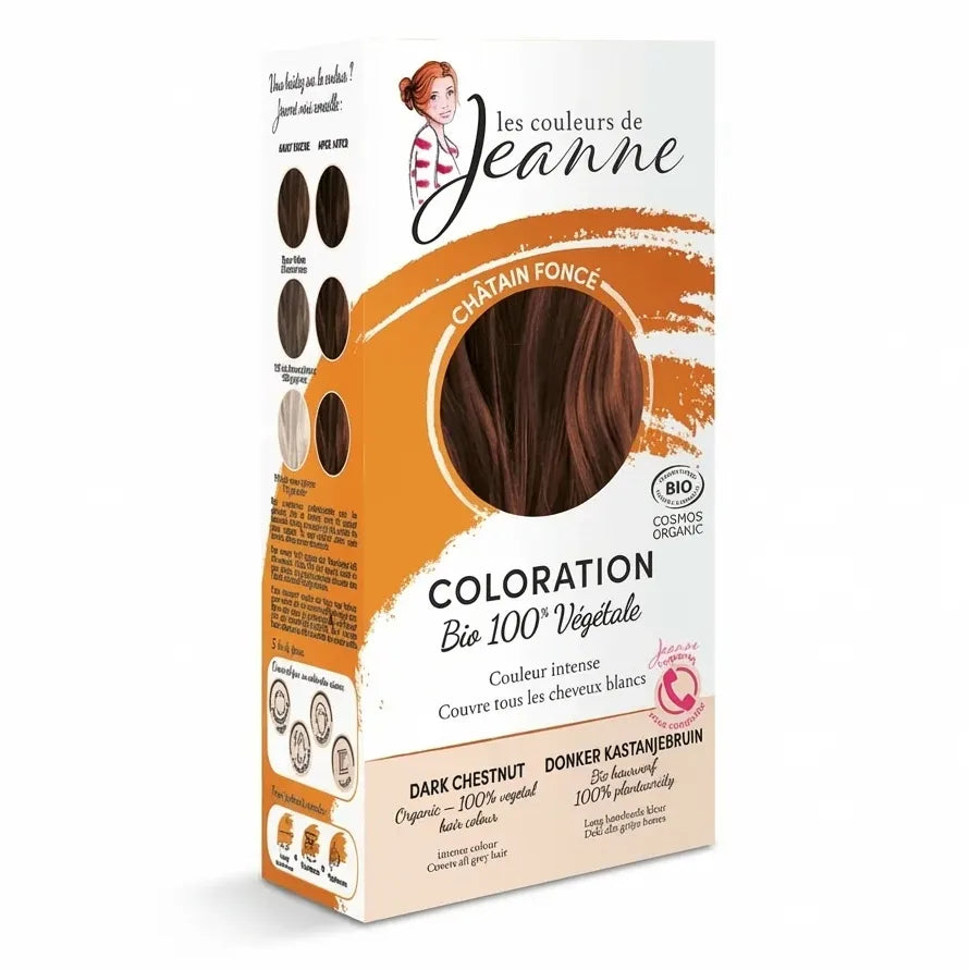 Coloration végétale châtain foncé Les Couleurs de Jeanne - boîte certifiée bio et cosmos