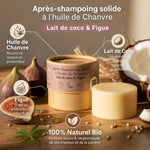 Après-shampoing solide chanvre lait coco figue avec ingrédients naturels bio