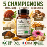 Complexe 5 champignons French Mush 56 gélules bio pour immunité, vitalité et digestion