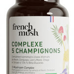 Zoom sur l'étiquette de la boite du complexe 5 champignons de French mush
