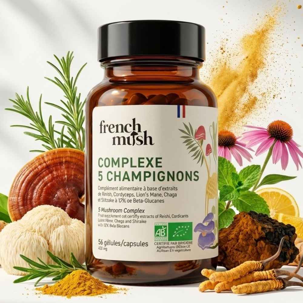 Complexe 5 champignons French Mush 56 gélules - Immunité, Vitalité & Digestion